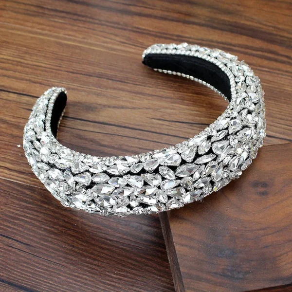 سباركلي كامل واضح كريستال جوهرة Headbands مبطن ديامانتي حجر الراين الزفاف العصابات للنساء الزفاف الفاخرة اكسسوارات للشعر - Image 6