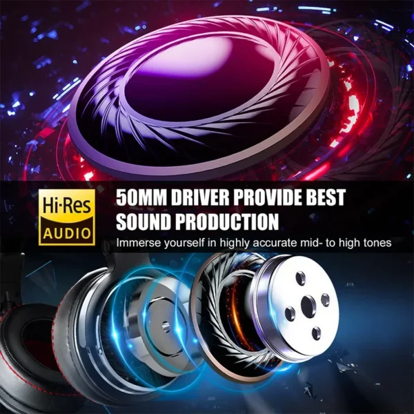 ⁦Oneodio سماعات رأس سلكية احترافية Studio Pro 10/30/50 DJ مع ميكروفون فوق الأذن HiFi سماعة مراقبة عالية الدقة⁩ - الصورة ⁦2⁩