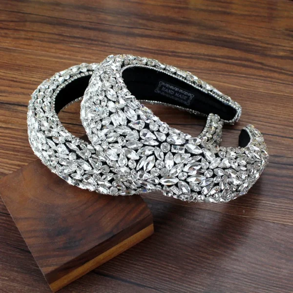 سباركلي كامل واضح كريستال جوهرة Headbands مبطن ديامانتي حجر الراين الزفاف العصابات للنساء الزفاف الفاخرة اكسسوارات للشعر - Image 3