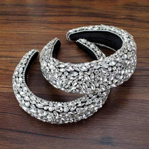 سباركلي كامل واضح كريستال جوهرة Headbands مبطن ديامانتي حجر الراين الزفاف العصابات للنساء الزفاف الفاخرة اكسسوارات للشعر - Image 21