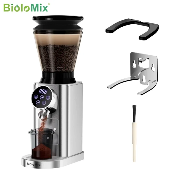 مطحنة القهوة الكهربائية BioloMix الأوتوماتيكية CG210 مع 48 إعدادًا للطحن قابلة للتعديل لقهوة اسبريسو الأمريكية