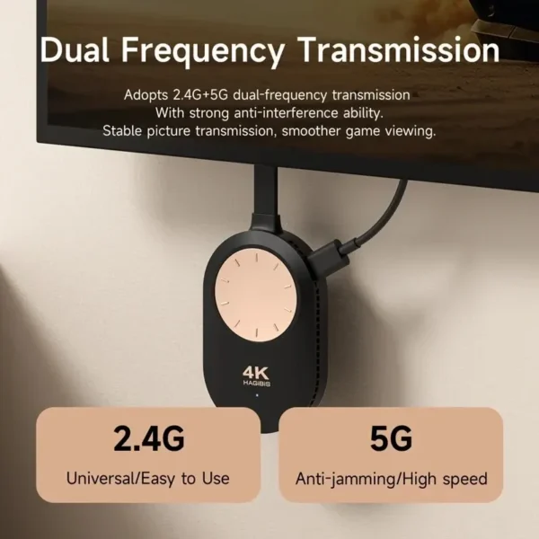 ⁦Hagibis لاسلكي HDMI متوافق مع جهاز دونجل للعرض 4K @ 60 هرتز موسع لاسلكي لأجهزة الكمبيوتر المحمول والكمبيوتر الذكي HDTV العارض IOS⁩ - الصورة ⁦5⁩