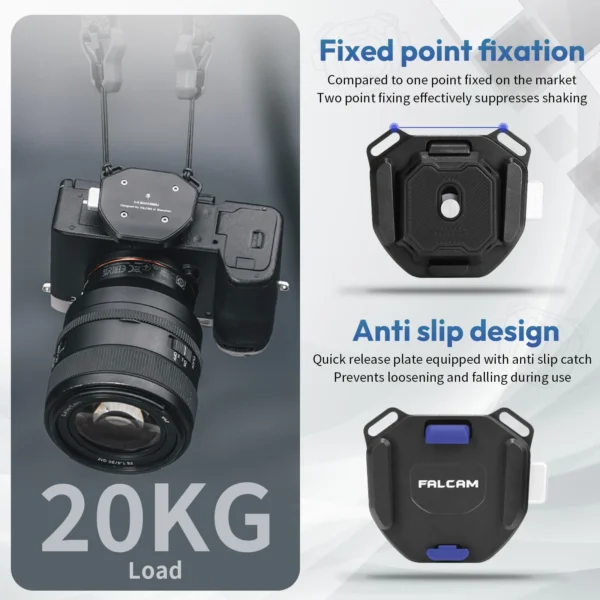 ⁦Falcam F38 V2 العالمي حزام الكتف الإفراج السريع لوحة Arca السويسرية لكاميرا DSLR ترايبود المنزلق محول تركيب مشبك كاميرا⁩ - الصورة ⁦3⁩