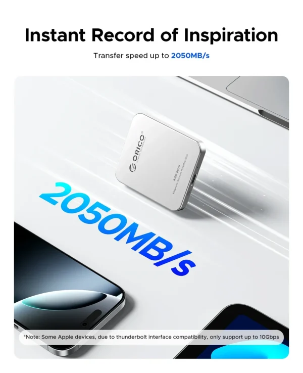 ⁦ORICO K20Mini SSD خارجي مغناطيسي لهاتف iPhone 16 15 Pro/Max ProRes 2000 برميل/الثانية 4K ProRes HDR سجل وتخزين الحالة الصلبة المحمولة⁩ - الصورة ⁦5⁩