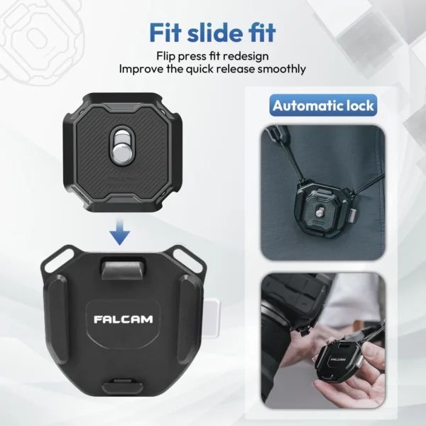 ⁦Falcam F38 V2 العالمي حزام الكتف الإفراج السريع لوحة Arca السويسرية لكاميرا DSLR ترايبود المنزلق محول تركيب مشبك كاميرا⁩ - الصورة ⁦5⁩