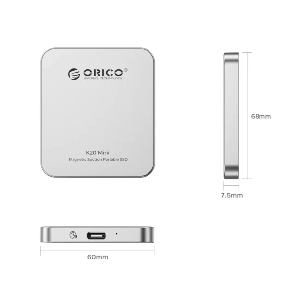 ⁦ORICO K20Mini SSD خارجي مغناطيسي لهاتف iPhone 16 15 Pro/Max ProRes 2000 برميل/الثانية 4K ProRes HDR سجل وتخزين الحالة الصلبة المحمولة⁩ - الصورة ⁦6⁩