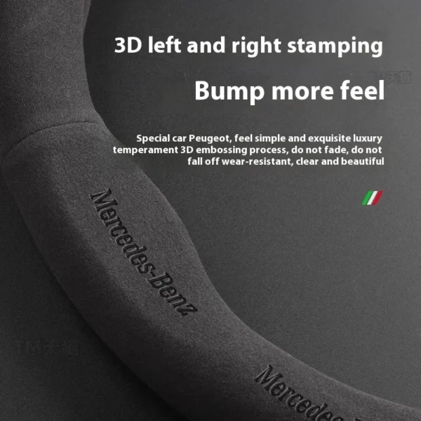 ⁦Car Suede Steering Wheel Cover Mercedes Benz A B C E V S Class Sprinter Vito Viano ML GL SL GLA GLB GLC GLE GLK GLS SLK CLA CLS⁩ - الصورة ⁦4⁩