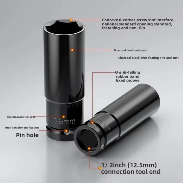 ⁦Poq 1/2 inch hex socket wrench head for ratchet wrench deep socket standard durable car truck repair tool⁩ - الصورة ⁦5⁩