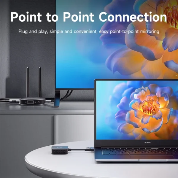 ⁦طقم جهاز إرسال واستقبال لاسلكي متوافق مع HDMI من Hagibis من النوع C USB مزدوج التوصيل موسع دونجل تلفزيون لجهاز عرض عالي الدقة⁩ - الصورة ⁦3⁩