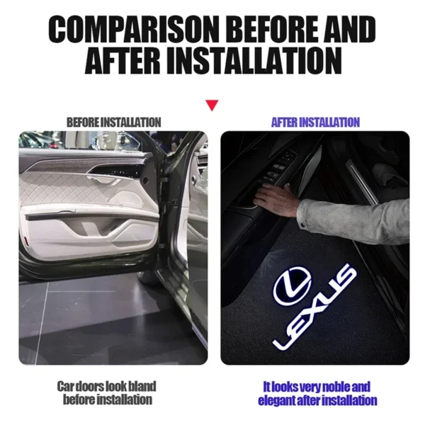 ⁦Led HD Car Door Logo Welcome Light Projector Lamps Accessories For Lexus RX330 IS250 Ct200h ES300h RX350 IS300h NX300h RX400h UX⁩ - الصورة ⁦2⁩