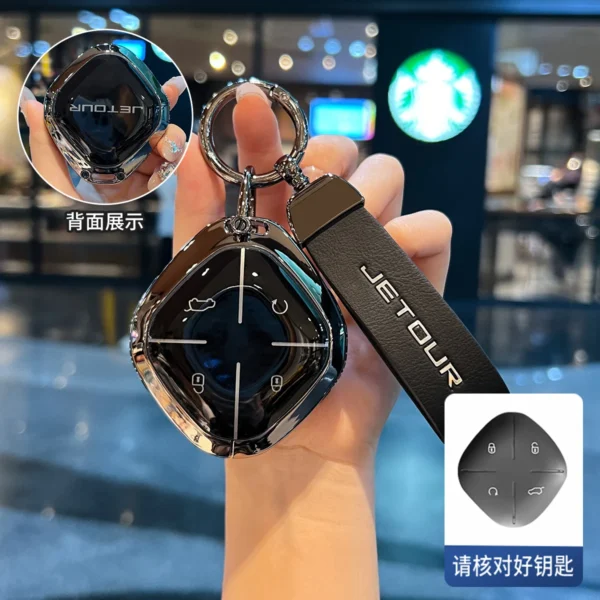 ⁦سيارة عن بعد سبائك الزنك مفتاح حافظة غطاء حامل سلسلة لشيري جيتور DASHING X-1 Plus DTC T2 مفتاح قذيفة واقية⁩ - الصورة ⁦2⁩