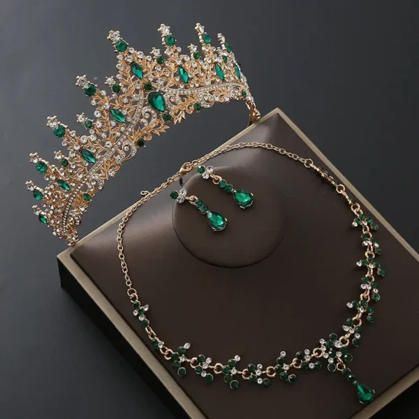 ⁦الفاخرة الأخضر الأرجواني كريستال الباروك التيجان Headbands الزفاف الملكة التيجان للنساء الزفاف الشعر مجوهرات الفتيات عيد ميلاد الإكليل⁩ - الصورة ⁦5⁩