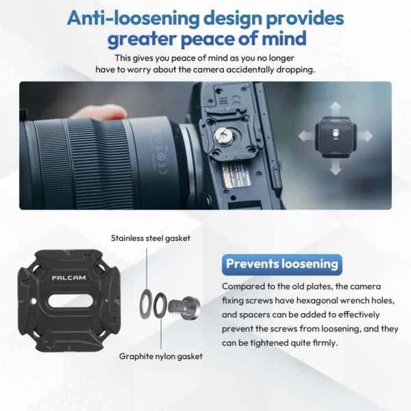 ⁦Falcam F38 V2 العالمي حزام الكتف الإفراج السريع لوحة Arca السويسرية لكاميرا DSLR ترايبود المنزلق محول تركيب مشبك كاميرا⁩ - الصورة ⁦4⁩