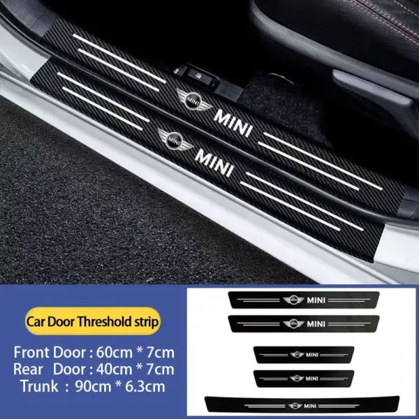 ⁦Leather Car Door Sill Plate Protector Stickers Threshold Side Anti Scratch Tape Protection for Mini Cooper One Car Accessorie⁩ - الصورة ⁦2⁩