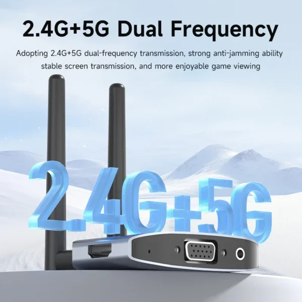 ⁦طقم جهاز إرسال واستقبال لاسلكي متوافق مع HDMI من Hagibis من النوع C USB مزدوج التوصيل موسع دونجل تلفزيون لجهاز عرض عالي الدقة⁩ - الصورة ⁦4⁩