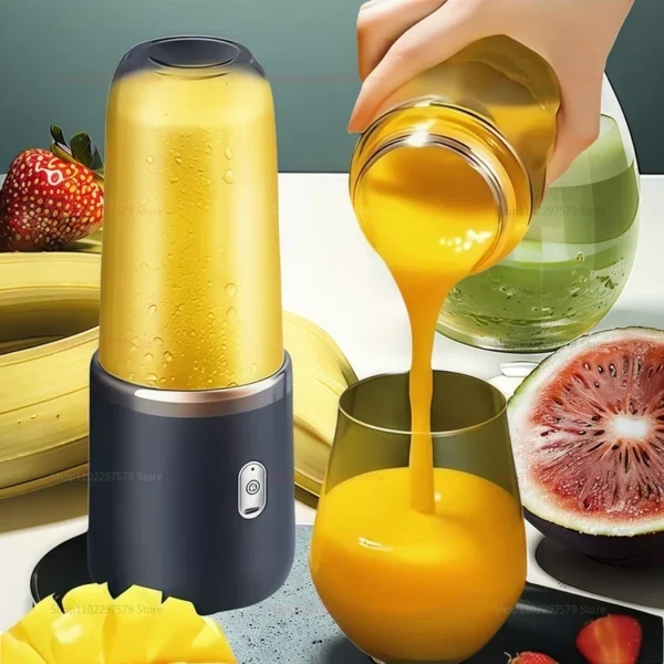 ⁦المحمولة كوب لصنع العصائر خلاط عصائر 6 شفرات خلاط زجاجة المنزلية كوب لصنع العصائر الفاكهة USB قابلة للشحن خلاط عصارة⁩ - الصورة ⁦4⁩