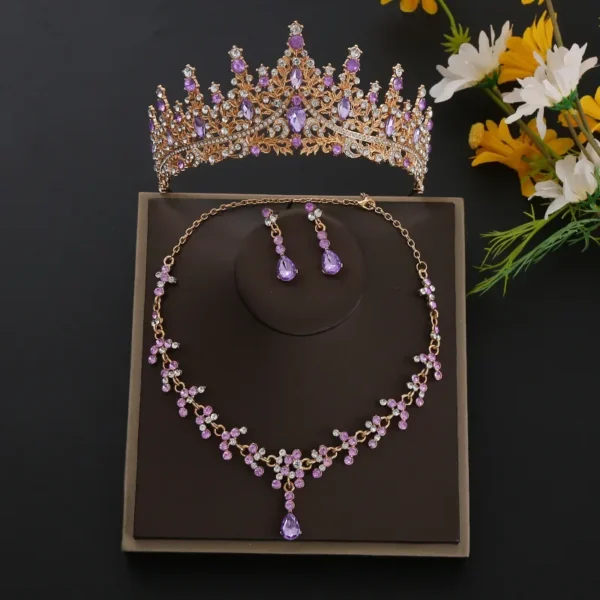 ⁦الفاخرة الأخضر الأرجواني كريستال الباروك التيجان Headbands الزفاف الملكة التيجان للنساء الزفاف الشعر مجوهرات الفتيات عيد ميلاد الإكليل⁩ - الصورة ⁦2⁩