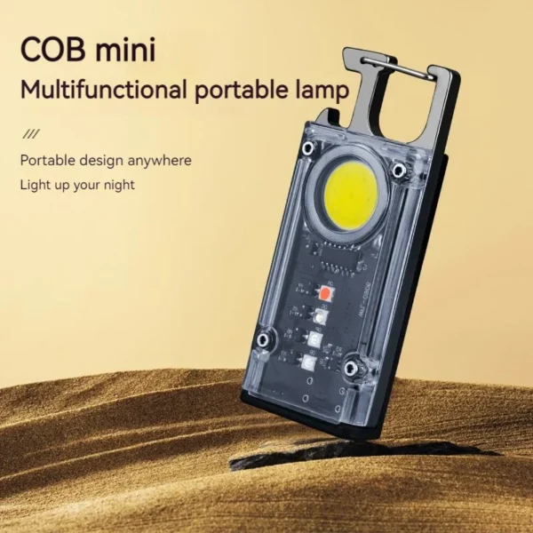 ⁦Mini LED Keychain Flashlight Portable Work Torch Outdoor Waterproof Strong Light Multifunction Bottle Opener Lantern With Magnet⁩ - الصورة ⁦5⁩