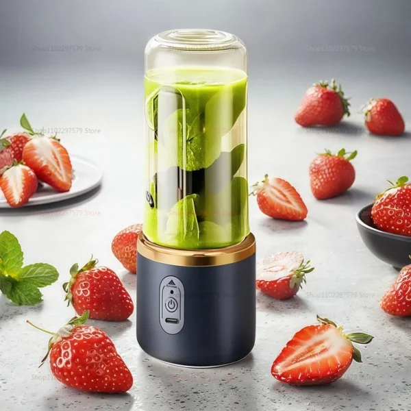 ⁦المحمولة كوب لصنع العصائر خلاط عصائر 6 شفرات خلاط زجاجة المنزلية كوب لصنع العصائر الفاكهة USB قابلة للشحن خلاط عصارة⁩ - الصورة ⁦6⁩