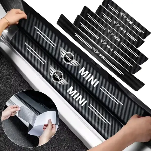 Leather Car Door Sill Plate Protector Stickers Threshold Side Anti Scratch Tape Protection for Mini Cooper One Car Accessorie
