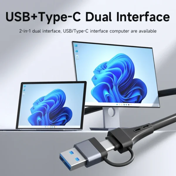 ⁦طقم جهاز إرسال واستقبال لاسلكي متوافق مع HDMI من Hagibis من النوع C USB مزدوج التوصيل موسع دونجل تلفزيون لجهاز عرض عالي الدقة⁩ - الصورة ⁦2⁩