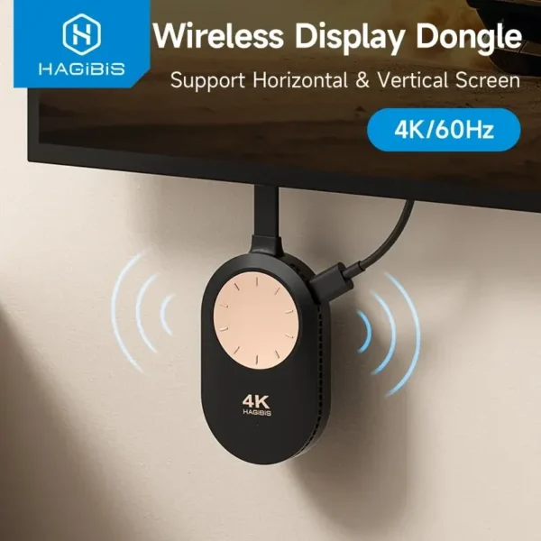 Hagibis لاسلكي HDMI متوافق مع جهاز دونجل للعرض 4K @ 60 هرتز موسع لاسلكي لأجهزة الكمبيوتر المحمول والكمبيوتر الذكي HDTV العارض IOS