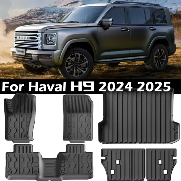 ل Haval H9 2024 2025 الحصير سيارة ، جميع الأحوال الجوية واقية مقاوم للماء المضادة للانزلاق الجبهة الخلفية البضائع بطانة حصيرة الملحقات