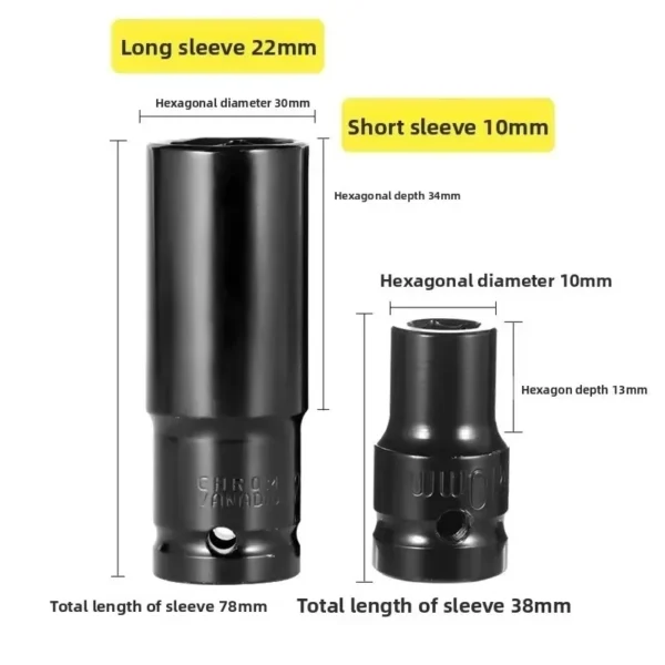Poq 1/2 inch hex socket wrench head for ratchet wrench deep socket standard durable car truck repair tool