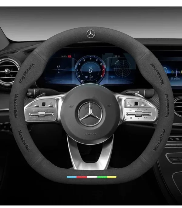 ⁦Car Suede Steering Wheel Cover Mercedes Benz A B C E V S Class Sprinter Vito Viano ML GL SL GLA GLB GLC GLE GLK GLS SLK CLA CLS⁩ - الصورة ⁦2⁩
