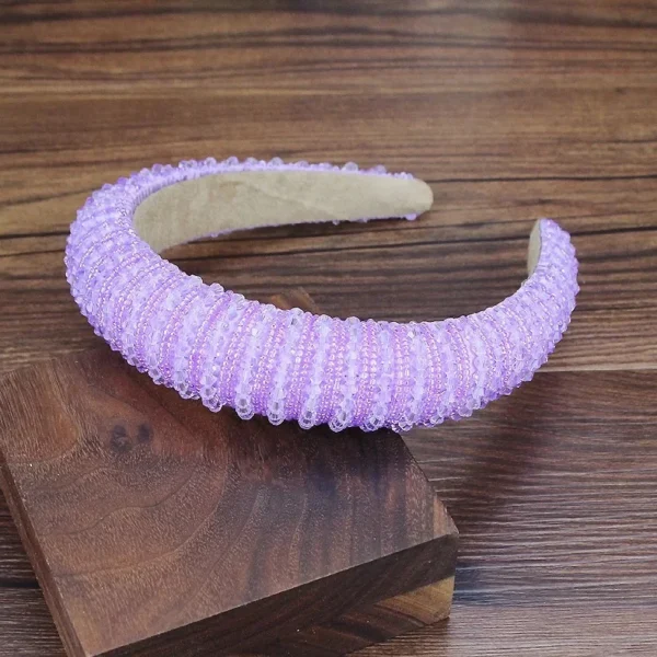 ⁦المنسوجة يدويا الملونة الوردي كريستال مطرز مبطن الفاخرة عصابات الشعر الباروك للنساء الزفاف إكسسوارات الشعر⁩ - الصورة ⁦3⁩