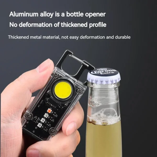 ⁦Mini LED Keychain Flashlight Portable Work Torch Outdoor Waterproof Strong Light Multifunction Bottle Opener Lantern With Magnet⁩ - الصورة ⁦4⁩