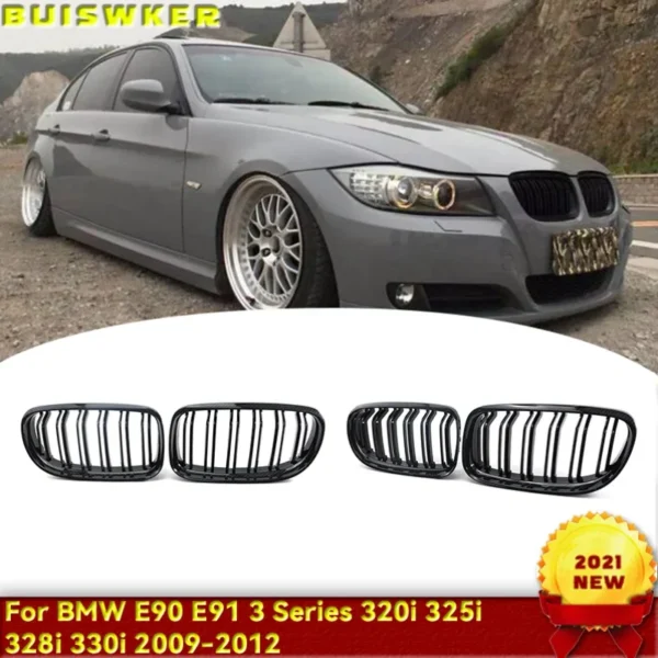 شبكة أمامية للكلى بلون M ، لمعان أو أسود غير لامع ، شبكة سباق أوتوماتيكية لسيارات BMW E90 ، E91 ، LCI 325i ، 328i ، 335i