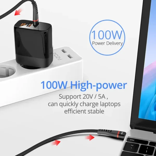 ⁦PZOZ 100W USB C to USB Type C Cable PD 5A Fast Charging For iPhone 15 Pro Max MacBook iPad Samsung Xiaomi 60W USBC Charger Cord⁩ - الصورة ⁦3⁩