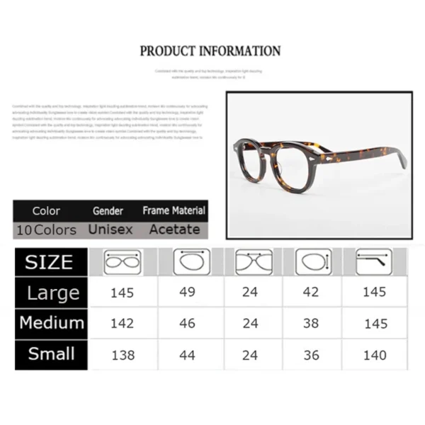 إطار النظارات البصرية للرجال والنساء جوني ديب نظارات كلاسيكية إطار نظارات من خلات الكمبيوتر للذكور بعدسات شفافة - Image 2