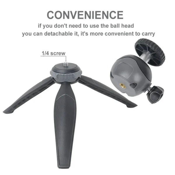 XILETU XS20 Mini Tabletop Tripod Desktop Phone Holder Stand with Clip and Ball Head for iPhone Cell Phone Smartphone DSLR Camera - Image 2
