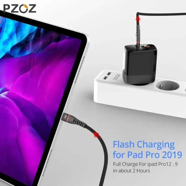 ⁦PZOZ 100W USB C to USB Type C Cable PD 5A Fast Charging For iPhone 15 Pro Max MacBook iPad Samsung Xiaomi 60W USBC Charger Cord⁩ - الصورة ⁦6⁩