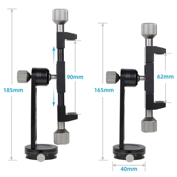 Cimapro CP-5 All Metal Tripod Mount Adapter Cell Phone Clipper Holder Vertical 360 Rotation Tripod Stand for smart phones Tripod - Image 3