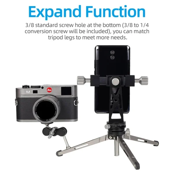 Cimapro CP-5 All Metal Tripod Mount Adapter Cell Phone Clipper Holder Vertical 360 Rotation Tripod Stand for smart phones Tripod - Image 4