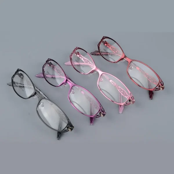 BCLEAR-إطارات نظارات طبية للنساء ، بصريات ، بإطار ذهبي مخرم ، مع زهرة - Image 2