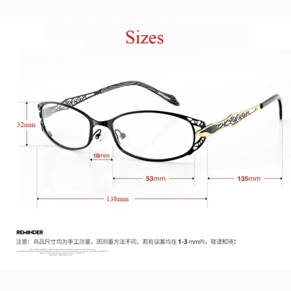 BCLEAR-إطارات نظارات طبية للنساء ، بصريات ، بإطار ذهبي مخرم ، مع زهرة - Image 3