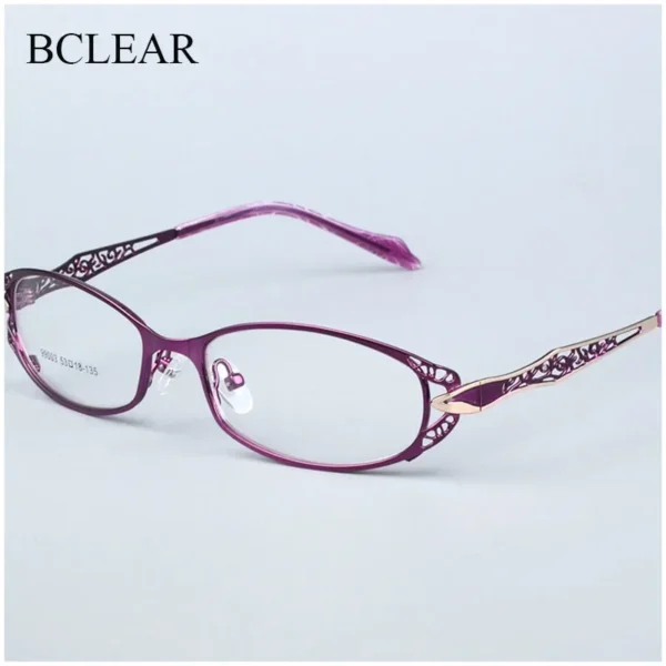 BCLEAR-إطارات نظارات طبية للنساء ، بصريات ، بإطار ذهبي مخرم ، مع زهرة