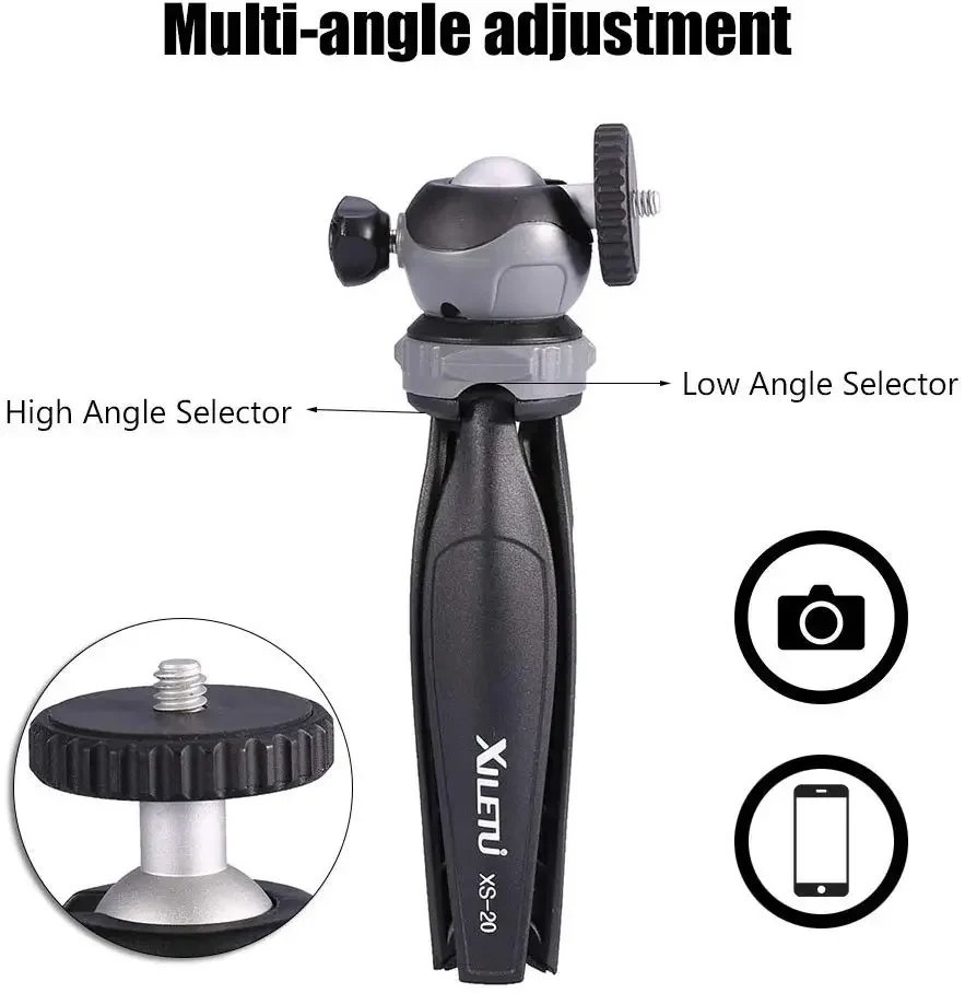 XILETU XS-20 Mini Desktop little Phone Stand Tabletop Tripod for Vlog Mirrorless Camera Smart phone with Detachable Ball head - الصورة 2