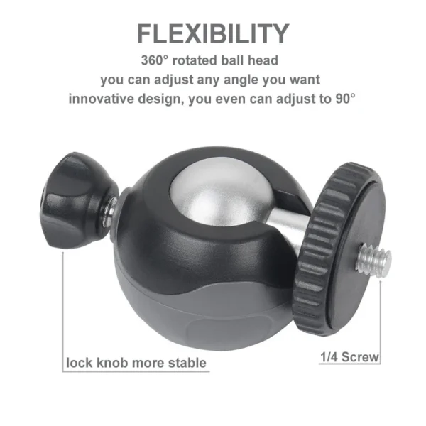 XILETU XS20 Mini Tabletop Tripod Desktop Phone Holder Stand with Clip and Ball Head for iPhone Cell Phone Smartphone DSLR Camera - Image 3