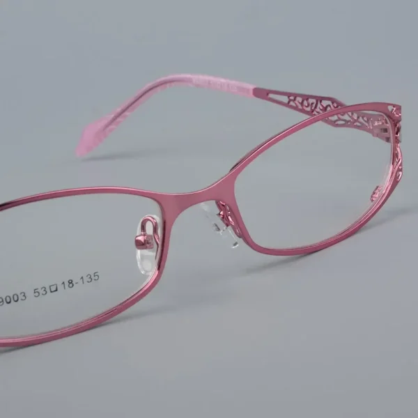 BCLEAR-إطارات نظارات طبية للنساء ، بصريات ، بإطار ذهبي مخرم ، مع زهرة - Image 5