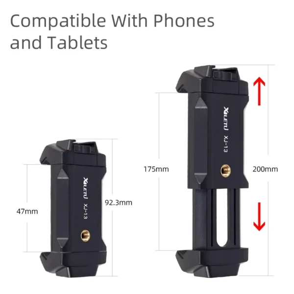XILETU XJ13 Universal Tablet Clip Smartphone Holder Clip Stand w Mini Tripod Adjustable Bracket For Mobile Phones Ipro Tablets - Image 2