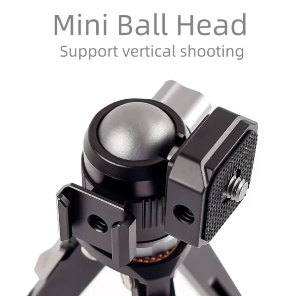 XILETU MC22 Mini Cold Shoe Ball Head Dual Use 1/4 Screw Cold Shoe Aluminum Alloy for Camera Phone Speedlite Tripod Selfie Stick - Image 3