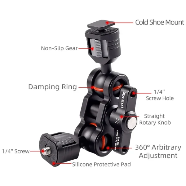 XILETU TMS2 Magic Arm Camera Mount Bracket Double Ball Head 360° Rotation for Camera Monitor Lights Recorders Microphone Audio - Image 2