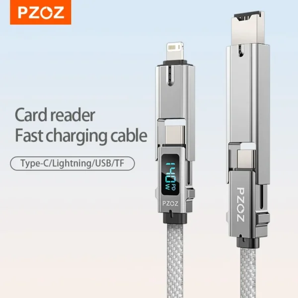 PZOZ 140W Fast Charging OTG Cable Digital Display PD USB C Cable For iPhone 16 15 14 Pro Max MacBook iPad TF Card Reader charger - Image 2