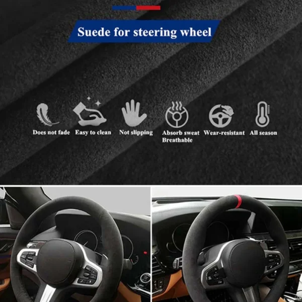 ل BMW M الرياضة F10 F12 F30 F32 F34 F45 F22 F39 F15 F16 F25 F26 عجلة توجيه سيارة لينة أغطية جلد الغزال - Image 3