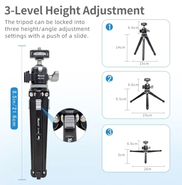 XILETU Vlogging Tripod Handheld Cold Shoe Head Micro Single Camera Phone Stand Video Blog Tripod Desktop Selfie Tripod - Image 5